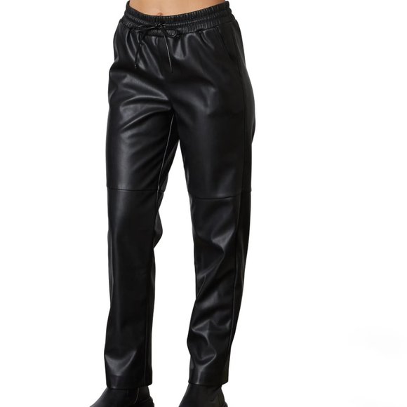 NIA Vegan Leather Baggy Drawstring Jogger Pants Black NWT Size XS - Picture 5 of 13